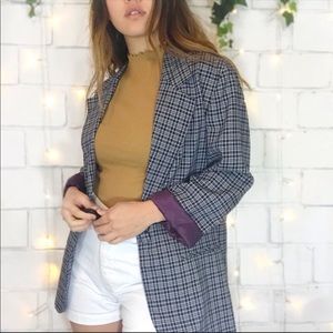 Vintage plaid single breasted blazer